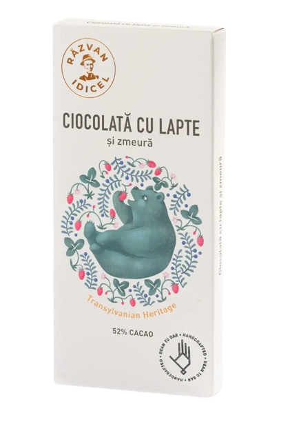 Ciocolată cu lapte 52% cacao și zmeură - Razvan Idicel - 70g