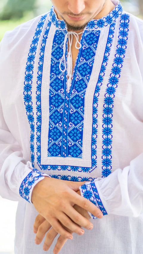 Ie barbati Lucian broderie albastra