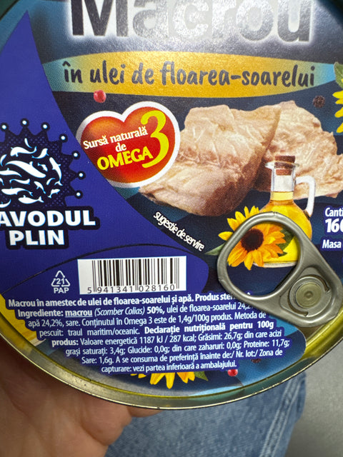 Macrou in ulei de floarea soarelui - Navodul Plin - 160g