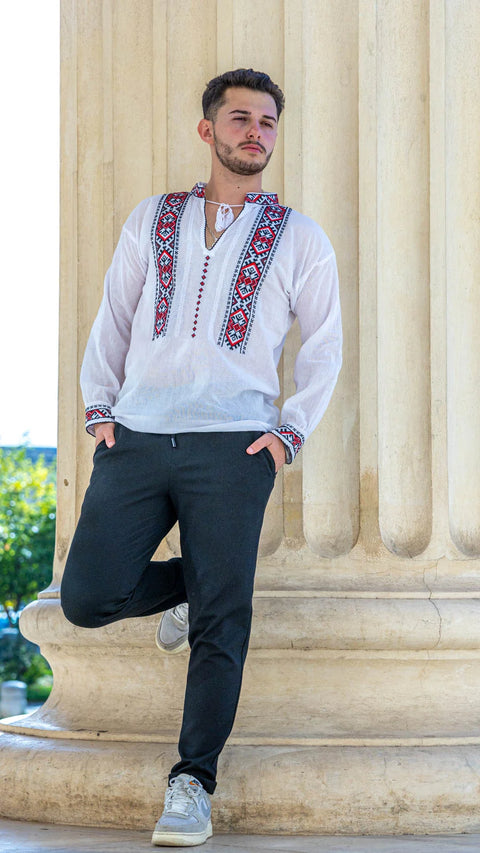 Ie barbati Laviniu broderie rosie