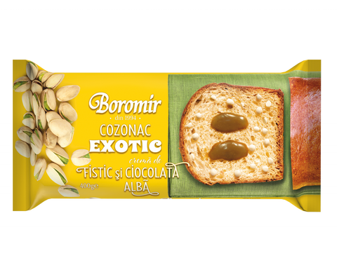 Cozonac exotic (fistic si ciocolata alba) - Boromir - 400g