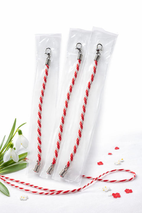 Martisor Bracelet with traditional string – red &amp; white - 1 pc