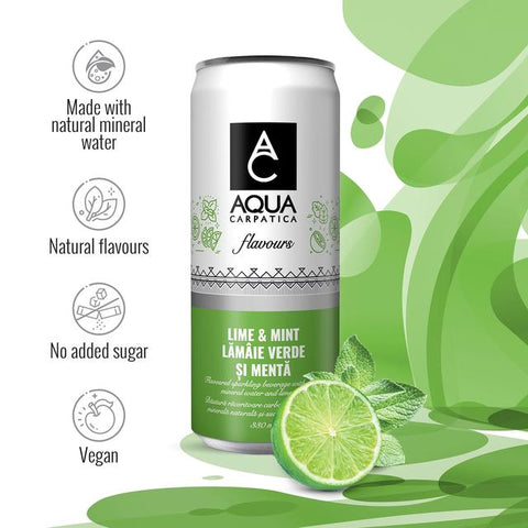 Mineral water with lime and mint flavor - Aqua Carpatica - 330ml