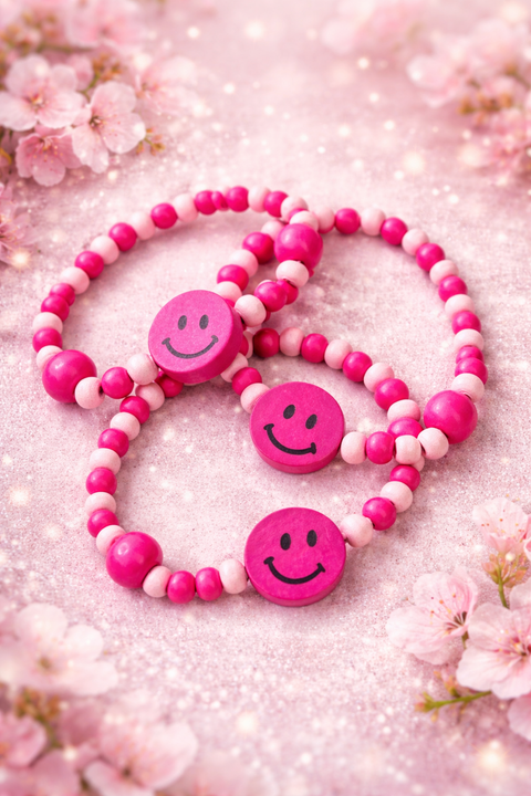 Pink beaded bracelet - 1 pc