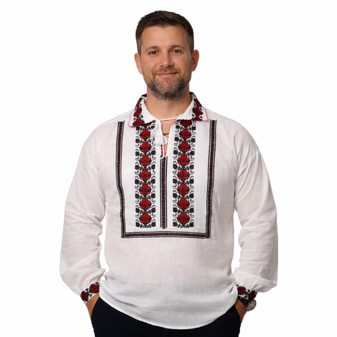 Ie pentru barbati Pinufie broderie rosie - Camasa traditionala