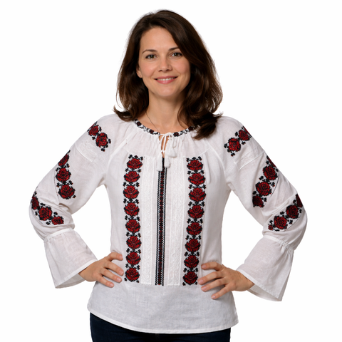 Ie dama Pinufia broderie rosie - Camasa traditionala pentru femei