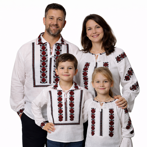 Ie pentru barbati Pinufie broderie rosie - Camasa traditionala