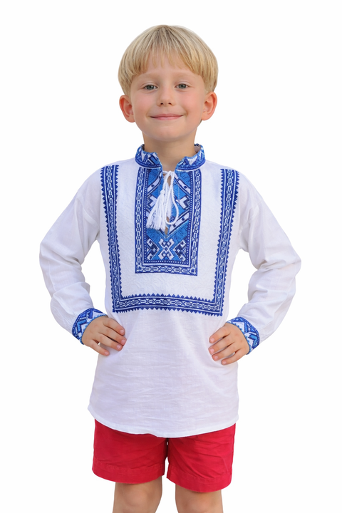 Ie pentru baieti Leon - Camasa traditionala culoare albastru