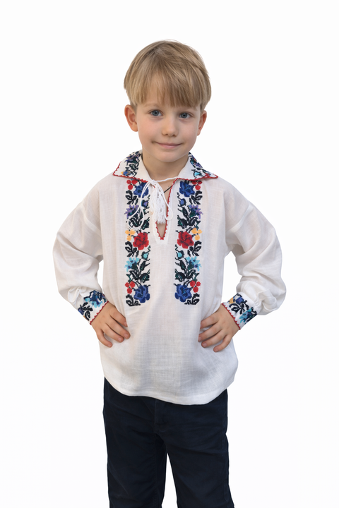 Ie pentru baieti Fotie motive multicolore - Camasa traditionala pentru baieti