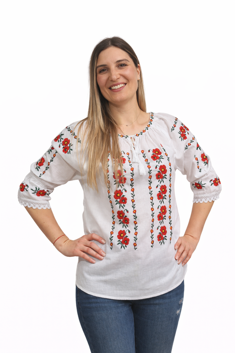 Ie dama Rita model floral - Camasa tradionala pentru femei