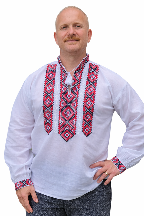 Ie pentru barbati Ierot broderie rosie - Camasa traditionala pentru barbati