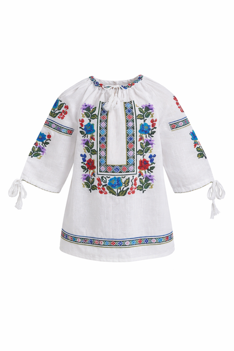 Ie pentru fete Saviana motive florale - Camasa traditionala pentru fete