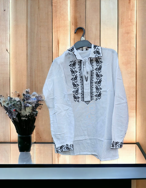 Ie Baieti Dorin cu Broderie Neagra