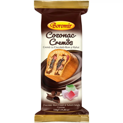 Cozonac cremos cu ciocolata, rom si rahat - Boromir - 550g