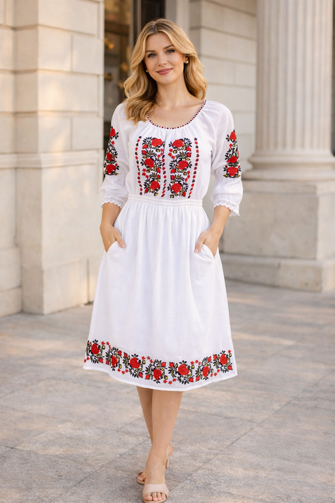 Rochie femei cu trandafiri Irina - 3XL