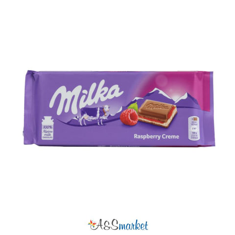 Chocolate with raspberry cream - Milka - 100g