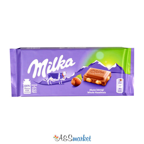 Ciocolată cu lapte și alune - Milka - 100g