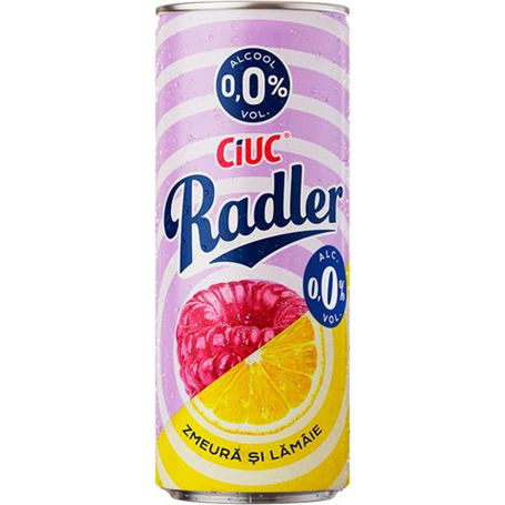 Radler beer with raspberry and lemon without alcohol - Ciuc - 500ml