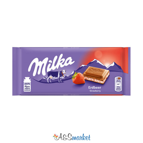 Chocolate with strawberry cream - Milka - 100g