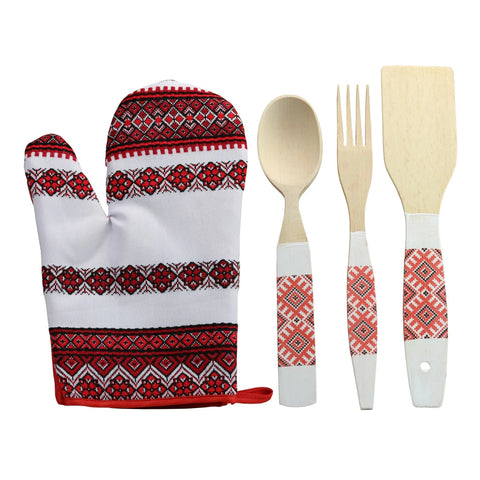 Glove set with kitchen utensils